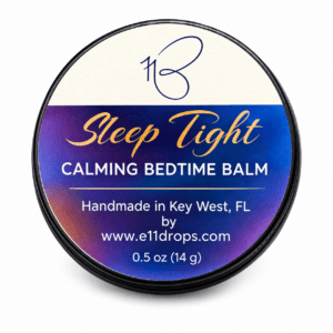 Sleep Tight calming bedtime balm tin, handmade by E11DROPS in Key West, FL