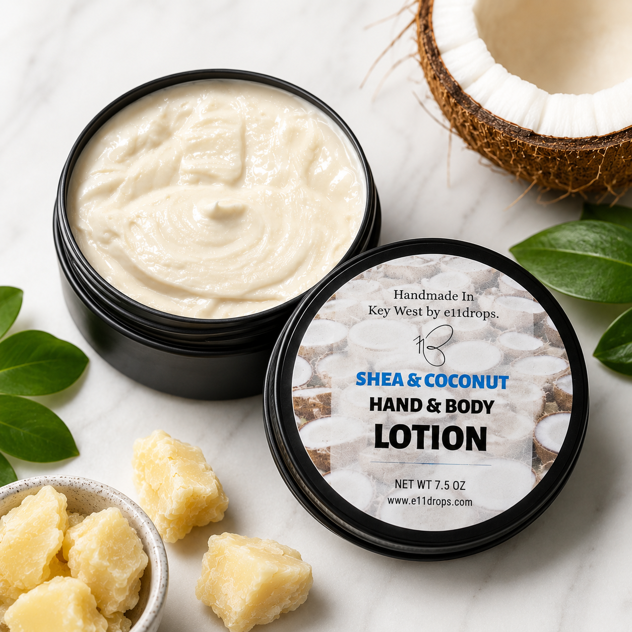 Shea coconut body lotion jar by e11drops Key West